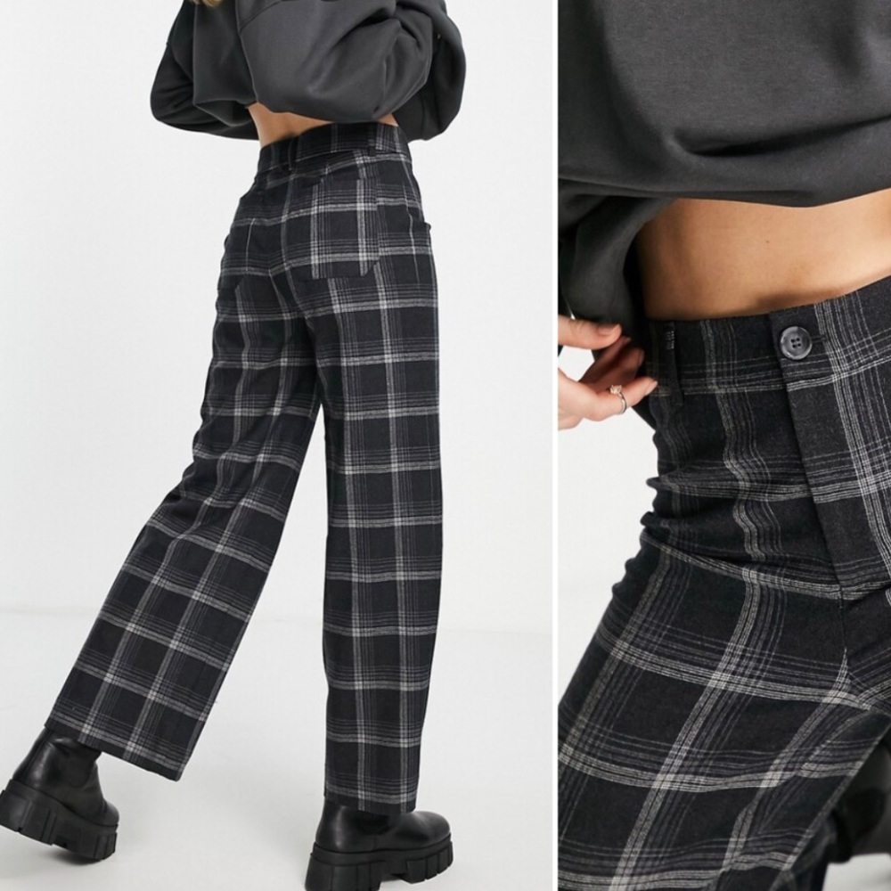 & other stories Paris Atelier wide leg trousers in grey check print